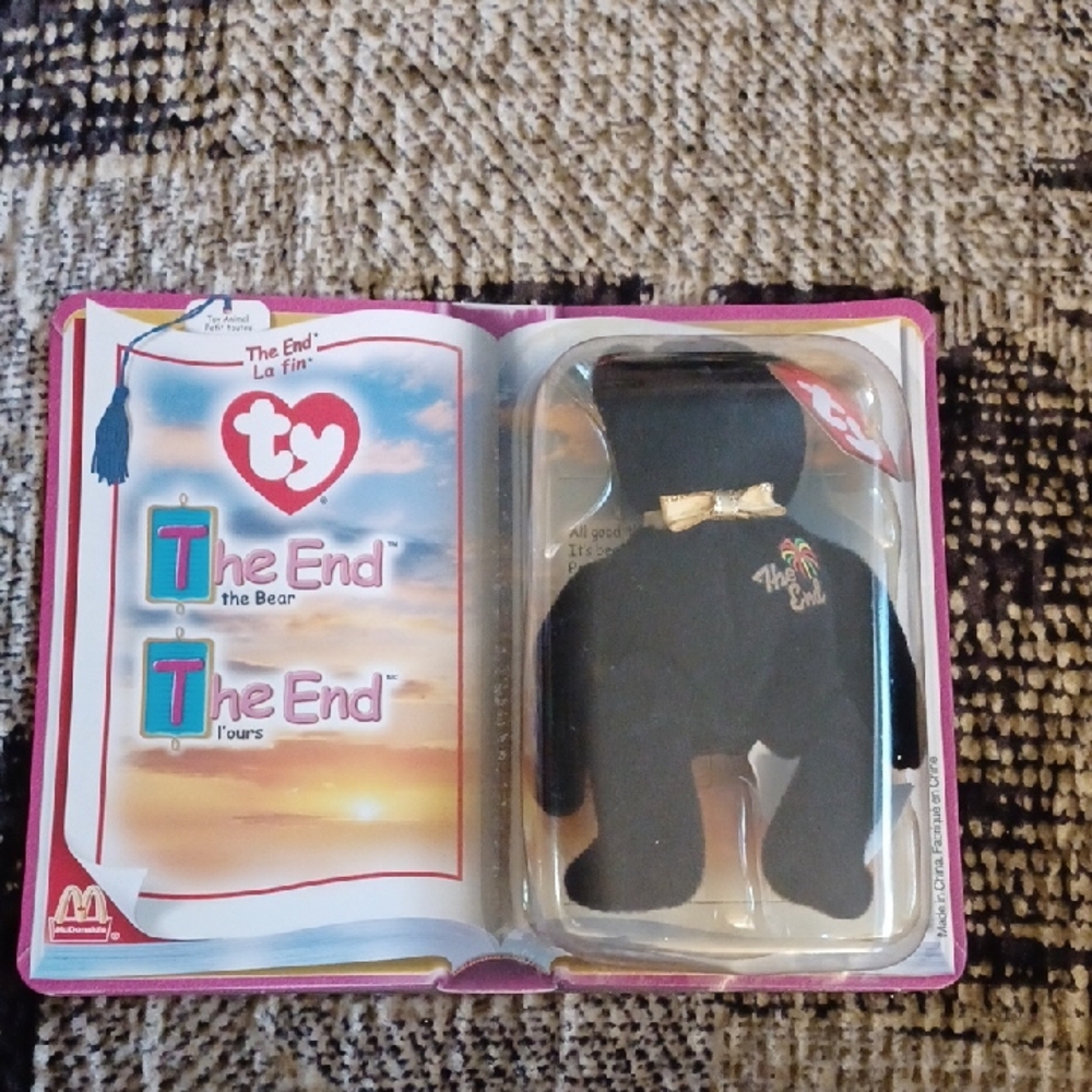 4/$40 New McDonald's Ty "The End" Black Plush Beear 2000 Collection - Sealed